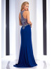 Mermaid Sheer Neck Royal Blue Chiffon Beaded Evening Dress